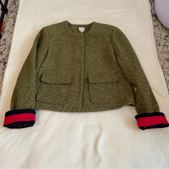 A New Day Green Metallic Wool Blend Lady Jacket ✨ - Picture 5 of 16